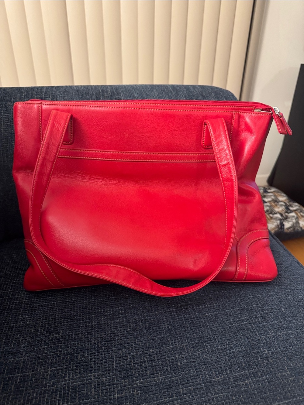 Levenger Red Leather Shoulder Tote